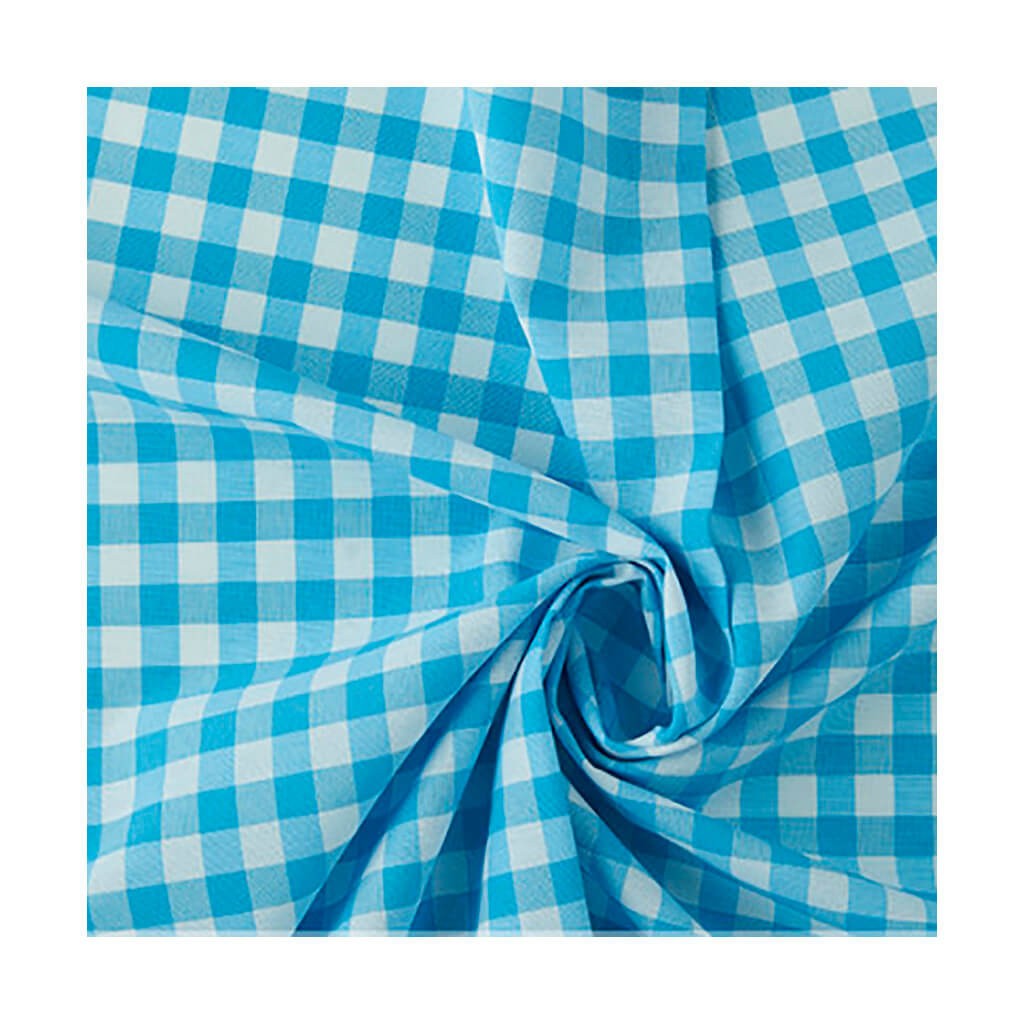 Tela Algodón Cuadro Vichy Azul Turquesa 1 cm.