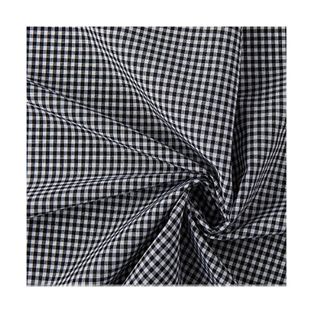 Tela Algodón Cuadro Vichy Negro 0.25 cm.