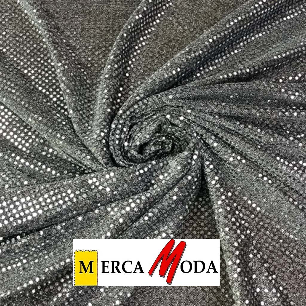 Tela Lentejuela de 3mm. Color Plata/Negro