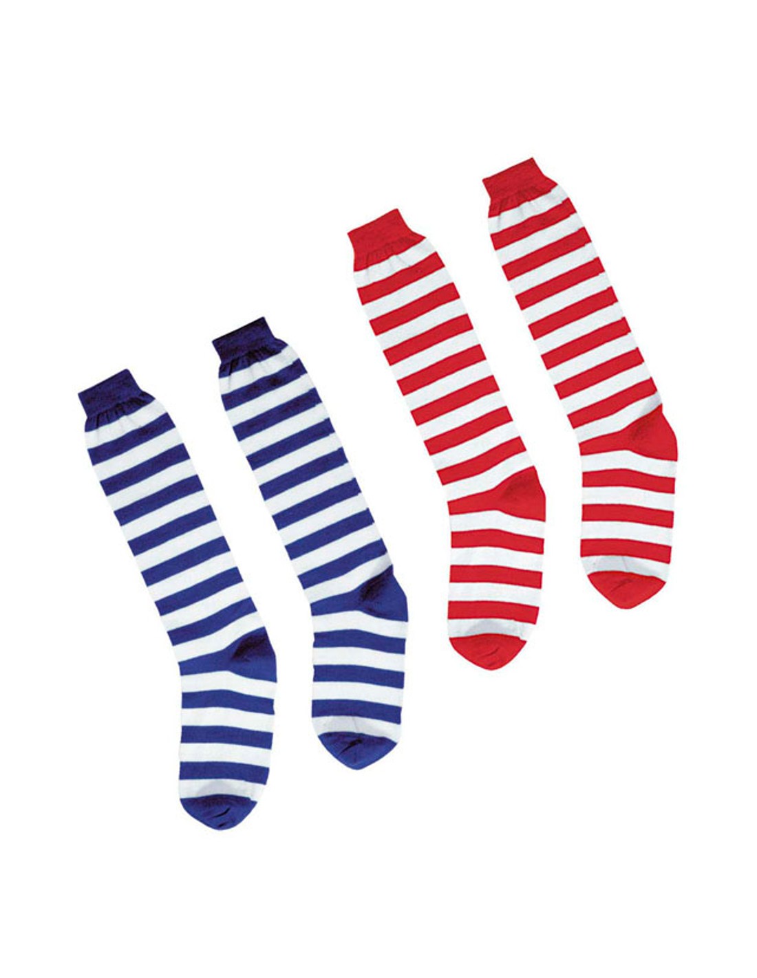 Un dibujo de un par de calcetines con una raya roja y azul