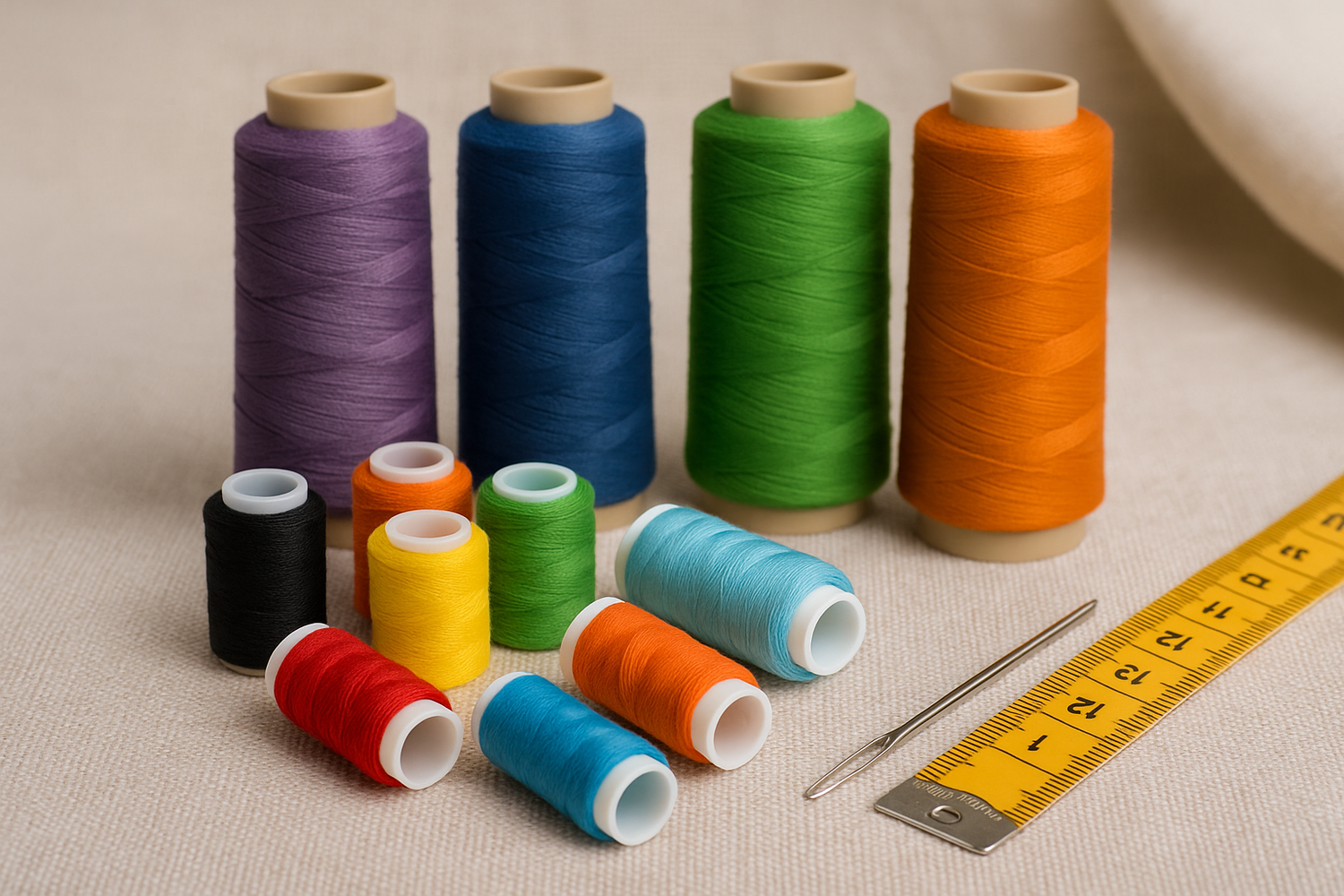 Hilos de colores y tamaños variados para coser, embastar y trabajos de patchwork