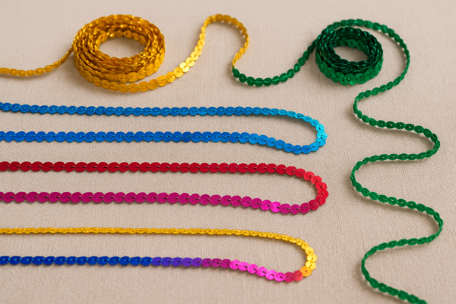 Tiras de lentejuelas brillantes en varios colores para disfraces y manualidades