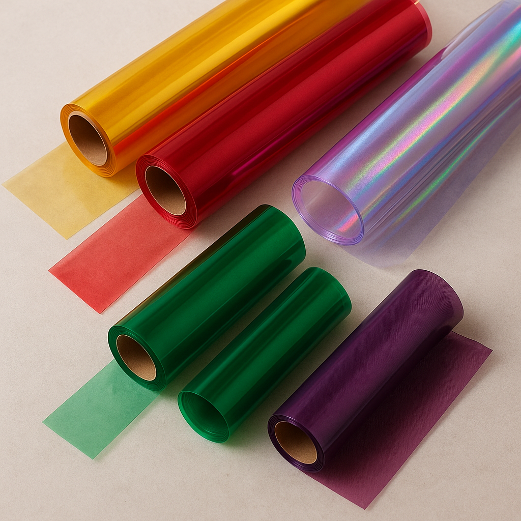 Papel acetato de colores lisos e irisados, ideal para manualidades y decoración creativa