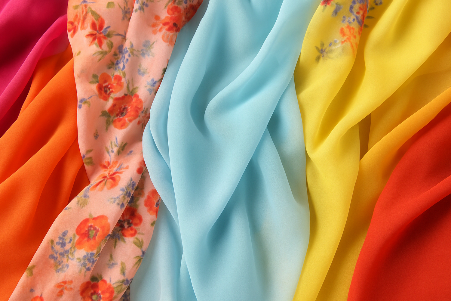 Telas de gasa en colores lisos y estampados, vaporosas y ligeras, ideales para vestidos y prendas de confección