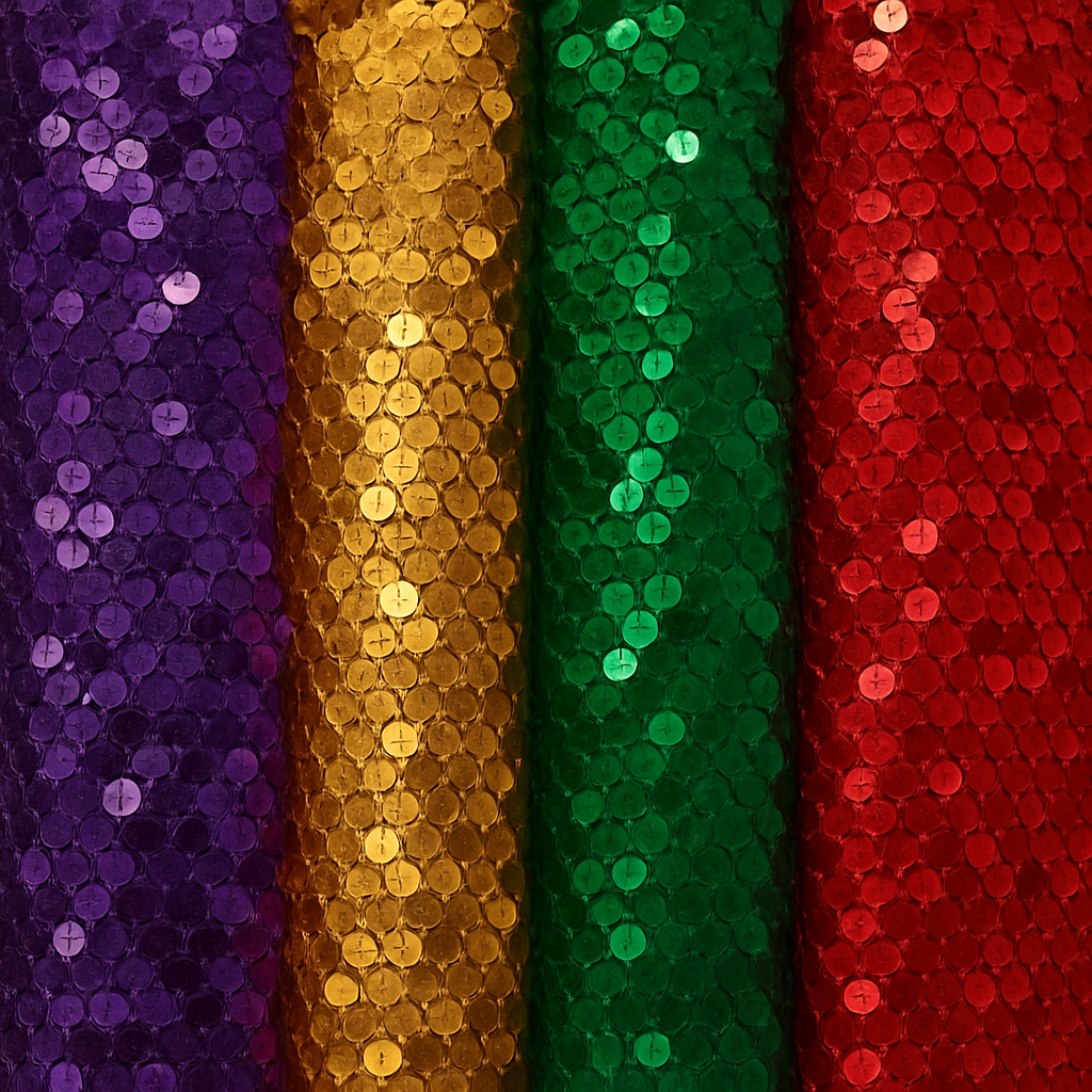 Tela con lentejuelas grandes de 6 mm en colores vivos, ideal para disfraces llamativos, disponible en dos anchos y versión elástica