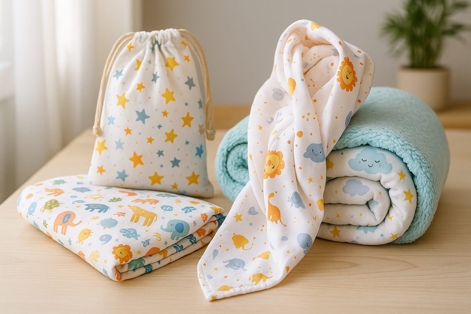 Telas infantiles con estampados de colores y dibujos para confección creativa