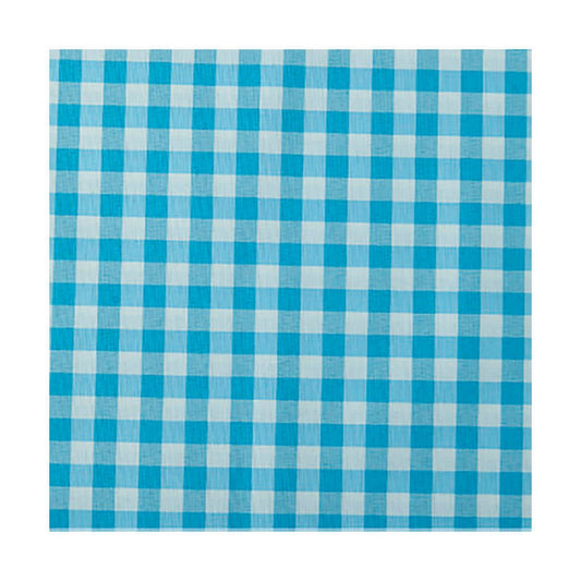 Tela Algodón Cuadro Vichy Azul Turquesa 1 cm.