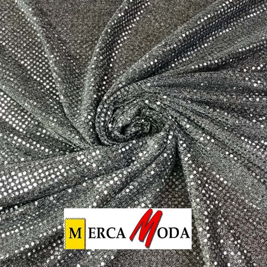 Tela Lentejuela de 3mm. Color Plata/Negro
