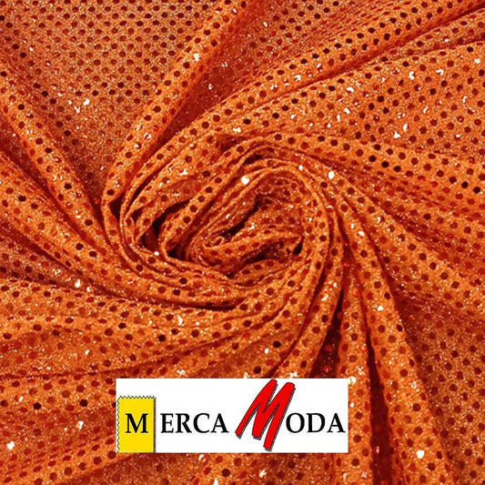 Tela Lentejuela de 3mm. Color Naranja