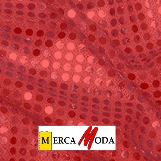 Tela Lentejuela de 6mm. Color Rojo
