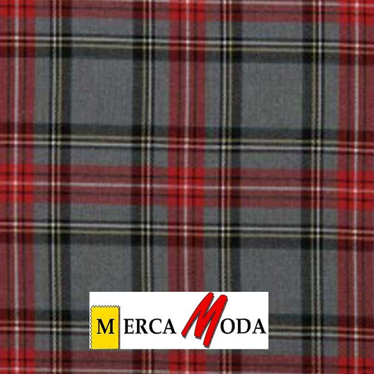 Tela Cuadro Escocés Gris/Rojo