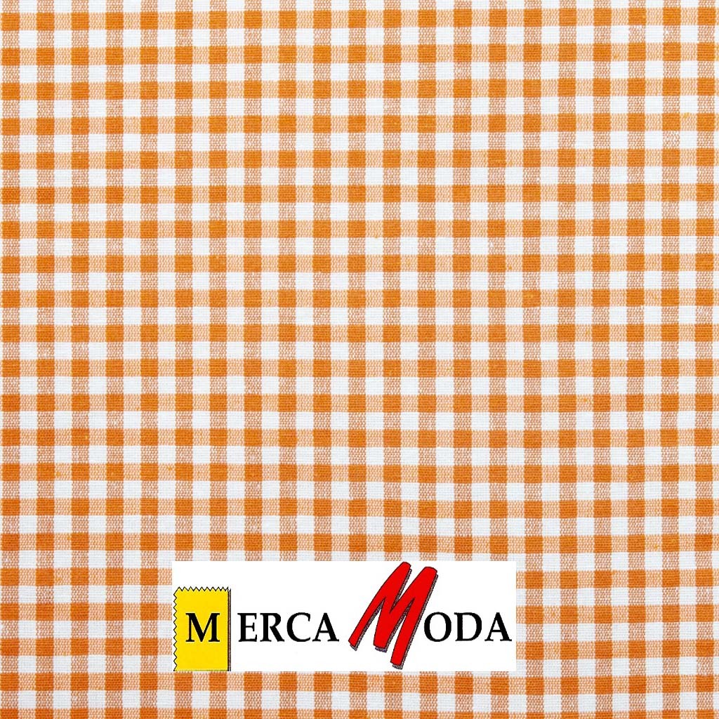 Loneta Vichy Cuadro 0.50cm Color Naranja