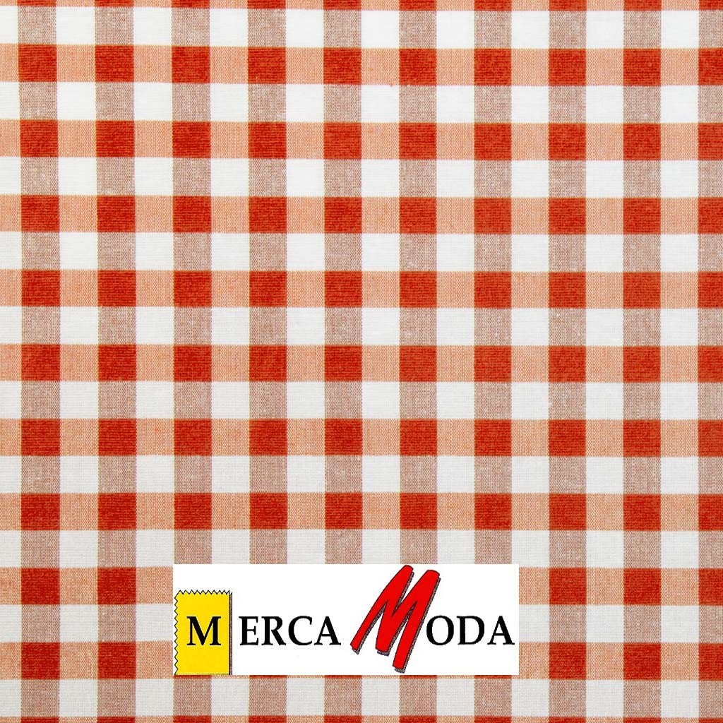 Loneta Vichy Cuadro 1.50cm Color Naranja
